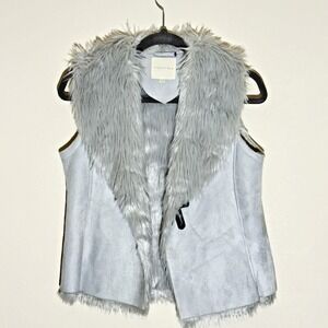 Copper‎ Key Vest Womens 14/16 Gray Faux Suede / Faux Fur Lining
